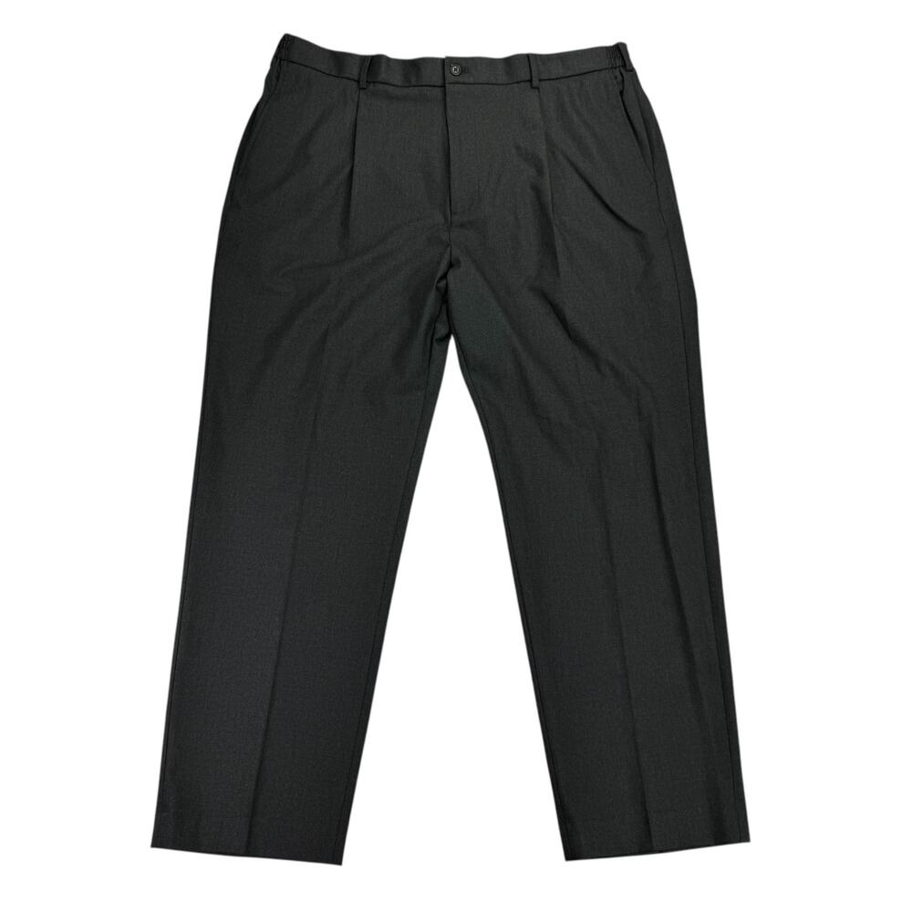 Tommy Hilfiger Mens TH Flex Modern Fit Pleated Dress Pants Dark Charcoal 40x30
